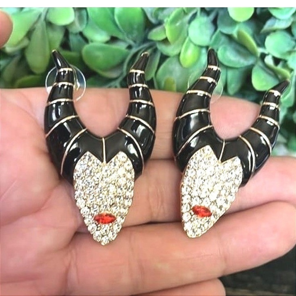 New Maleficent‎ Sleeping Beauty Disney Villain Rhinestone Earrings Statement